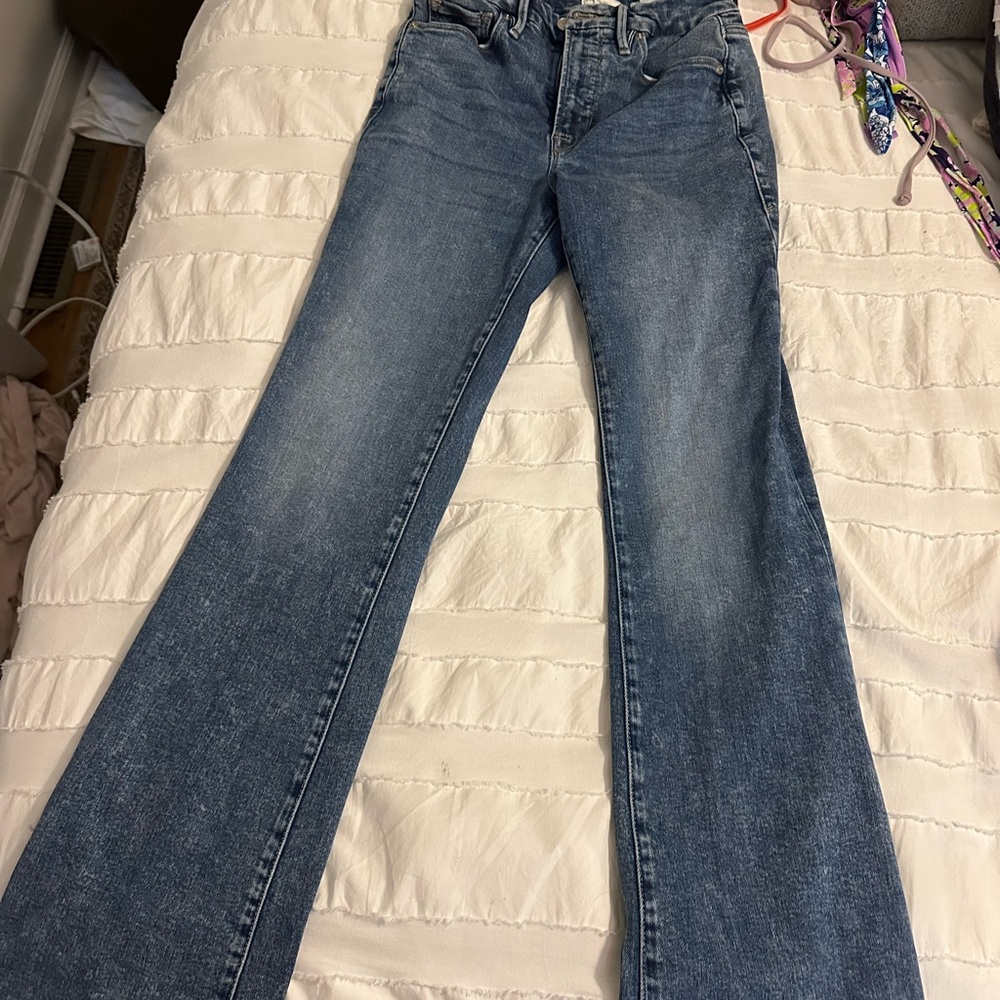 Good American Blue Flare Wide Leg Jeans